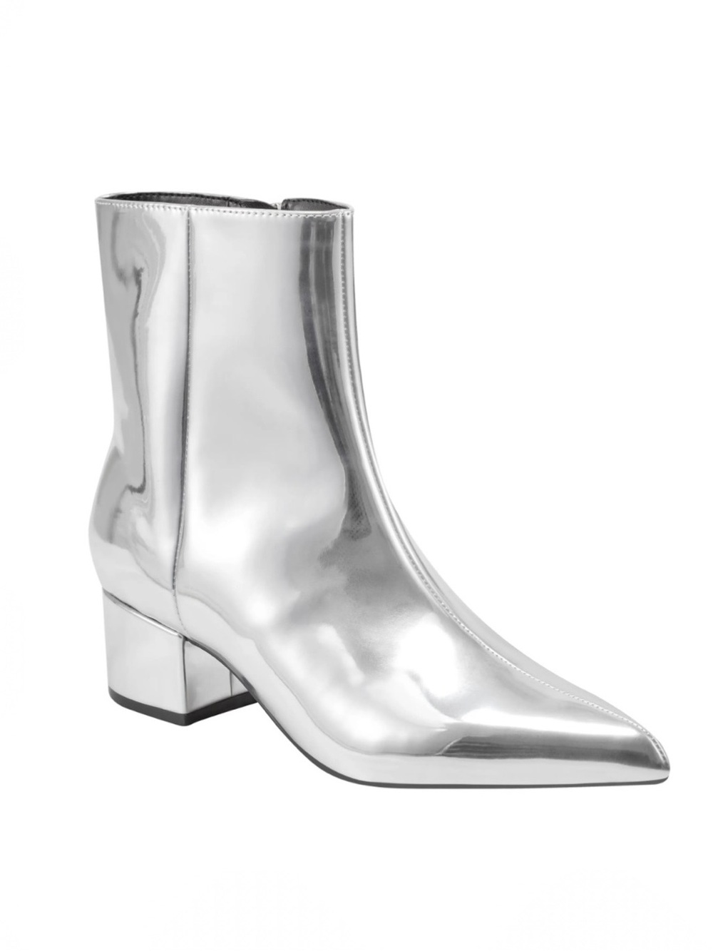 Marc Fisher Metallic Silver Pointed Ankle Bootie